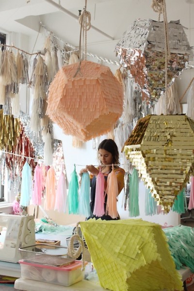 Shiny pinatas to hang like chandeliers.