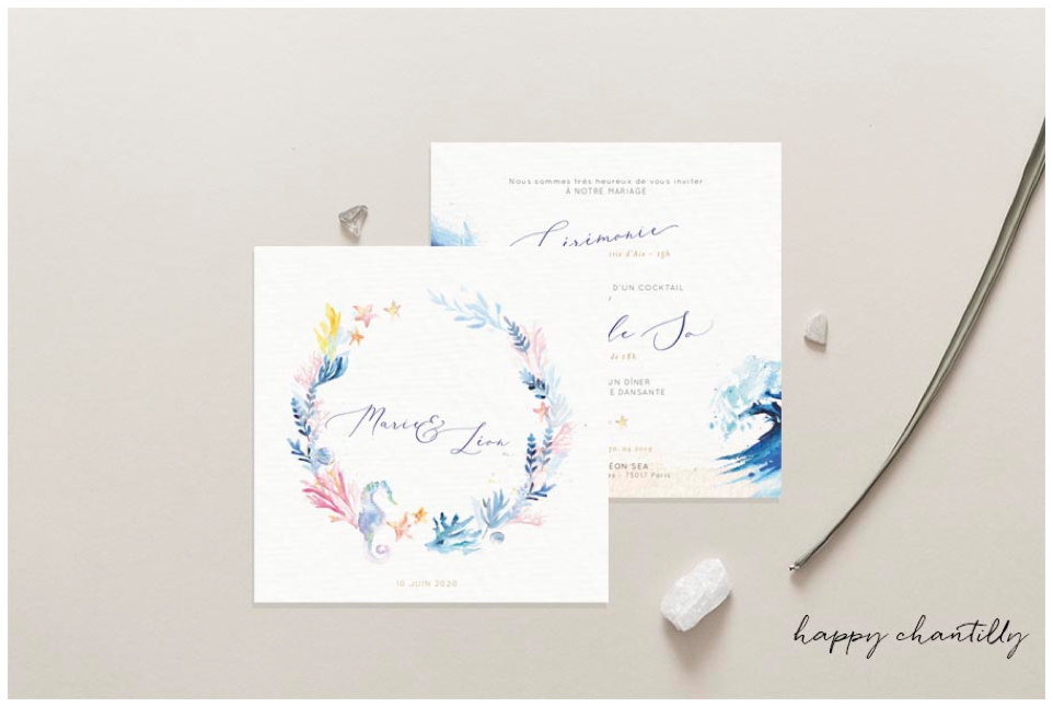 Enveloppe mariage peinte à l'aquarelle